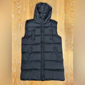 Black Quilted Hooded Puffer Vest - Women